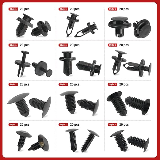 240PCS Automotive Clips and Fasteners - Bumper Retainer Clips, Car Plastic Rivets Push Retainer Kit with Popular Sizes - Door Trim Panel & Fender Clips for GM, Ford, Toyota, Honda, Chrysler