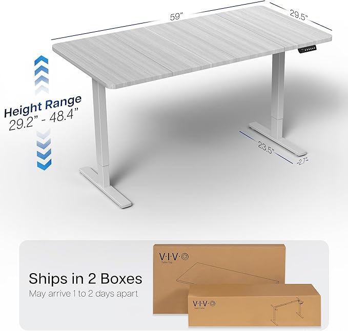 VIVO Electric 60 x 30 in Standing Desk, Memory Height Adjustment, 1B Series, Dark Gray Top Gray Frame, DESK-KIT-1G6G-30