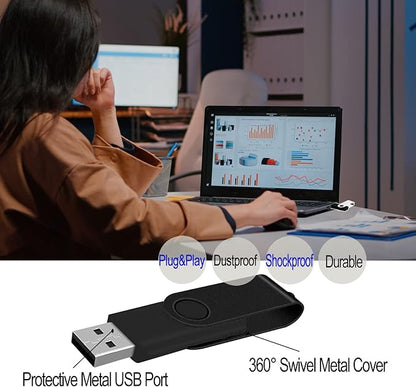 4GB USB Flash Drive 10 Pack JBOS 4 GB USB Drives Memory Stick Swivel 4G Thumb Drives Gig Stick USB2.0 Pen Drive for Date Storage, 4 Gig UBS Flash Drive, Zip Drive, Jump Drive, USB Stick (Black + Blue)