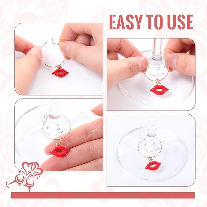 Junkin 24 Pcs Wine Glass Charms Markers Tags for Stem Glasses Drink Markers Wine Charm Ring Identifier for Wedding Bachelorette Tasting Holiday Party Favor Decoration (Elegant Style)