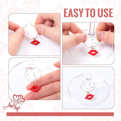 Junkin 24 Pcs Wine Glass Charms Markers Tags for Stem Glasses Drink Markers Wine Charm Ring Identifier for Wedding Bachelorette Tasting Holiday Party Favor Decoration (Elegant Style)