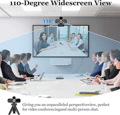 Webcam with Microphone, 1080p Full Hd Webcam for pc with Rotatable Tripod and Privacy Cover,Camera for Computer or Web Camera for Desktop Computer, Ideal for Remote Workers, Students, Gamers