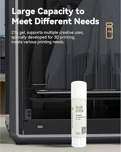 Creality 3D Printer Glue Sticks PVP Solid Glue Sticks for 3D Printing Hot Bed Build Plate, Enhanced Adhesion Reduces Warping for Filament, 3D Printer Adhesive for PLA/ABS/PETG/PC/PA/TPU, 1 Pack