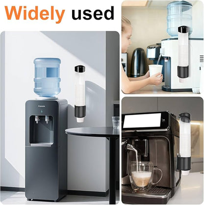 Disposable Paper Cup Dispenser，Water Cooler Pull Type Cup Holder，Pull-Type Paper Cup Holder with Adhesive and Screws（Black）