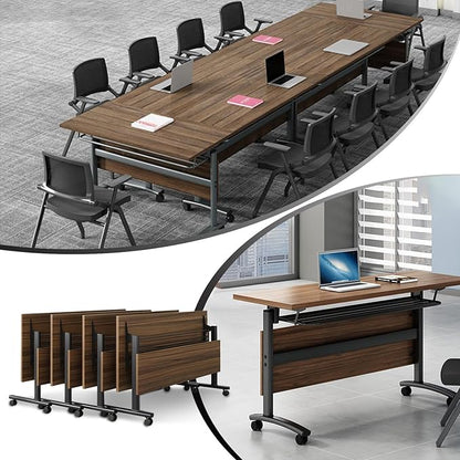 Conference Table, Folding Conference Room Table Meeting Tables, Flip Top Training Table Foldable Conference Tables with Wheels for Office, Conference Room, School (2 Pack, 70.8 x 23.6 x 29.5 inch)
