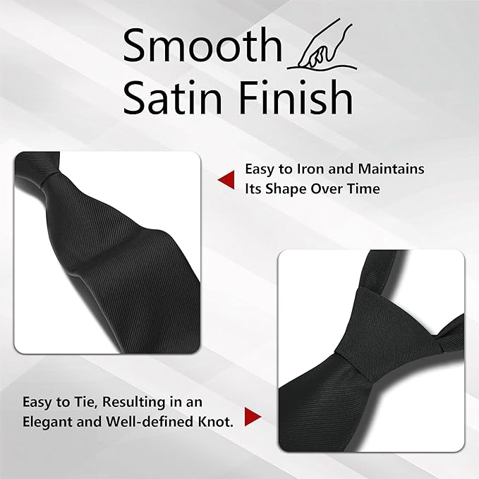 Fineknot Black Ties for Men, Formal Neckties for Men, Solid Color Mens Ties for Business, Wedding, Party, Mens Neck Tie