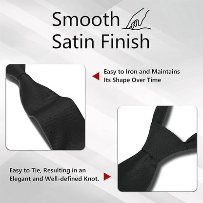 Fineknot Black Ties for Men, Formal Neckties for Men, Solid Color Mens Ties for Business, Wedding, Party, Mens Neck Tie