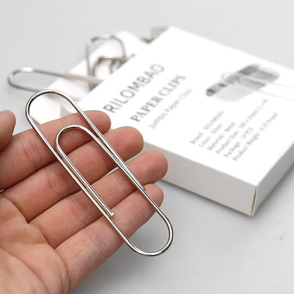 14 PCS 4 Inch (100mm) Extra Large Paper Clips Silver Rust Resistant Metal Strong Jumbo Paperclips for Office School Documents