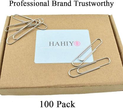 HAHIYO Paper Clips Sturdy 2 inches Length 100 Pack Paperclips Heavy Duty Tight Grip Rust Proof Reusable Metal Bright Silver for Home Office School