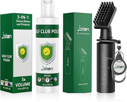 Pro Golf Club Cleaning Kit with Golf Club Cleaner Brush and 10 Oz Golf Club Polish, Cool Golf Accessories Gifts for Men Unique Golf Stuff Golf Bag Accessories Golf Gear