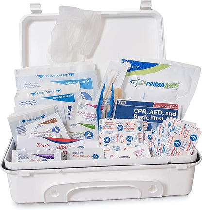 Primacare KC-25PP 25 Person Compact First Aid Kit with 157 Pieces Emergency Medical Supplies, Portable Kits for Home, School and Office, Wall Mount, 10x7x3 inches