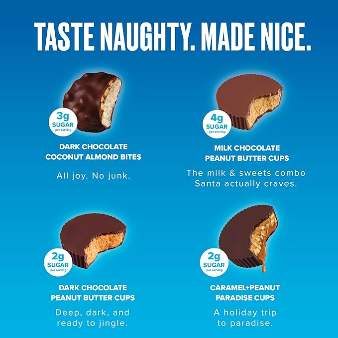 SkinnyDipped Cups & Bites | Low Sugar, Low Carb, Keto Friendly & Gluten Free | Holiday Gift Box – Assorted Chocolate & Nut Variety Pack