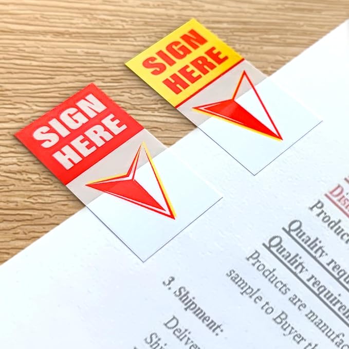 Sign Here Index Marker, Assorted Colors Sign Here Tabs Sign Post Here Index, Flags Vital Signs Sticky Notes for documents notebooks Contracts, Books,Files or Notary Supplies