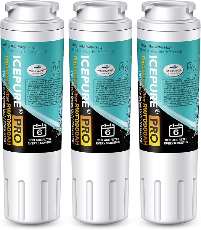 ICEPURE PRO UKF8001 NSF/ANSI 53&42 Certified Replacement Everydrop EDR4RXD1, Filter 4, Maytag UKF8001AXX UKF8001P, Whirlpool 4396395 WF-UKF8001 FMM-2 MPF15090 SGF-M9 Refrigerator Water Filter 3PACK