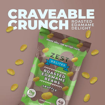 Crunchy Dry Roasted Edamame Beans Snack by Zest Delites, Truffle - Seaweed - Wasabi, Vegan, Low Calorie (120cal) High Protein Snacks (11g), Low Carb, Keto, 0.9 oz 24 Packs