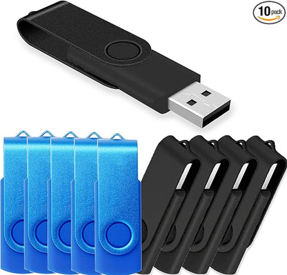 4GB USB Flash Drive 10 Pack JBOS 4 GB USB Drives Memory Stick Swivel 4G Thumb Drives Gig Stick USB2.0 Pen Drive for Date Storage, 4 Gig UBS Flash Drive, Zip Drive, Jump Drive, USB Stick (Black + Blue)
