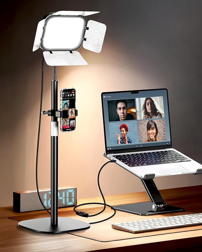 EMART Ring Light for Desk with Flexible Gooseneck, Desktop Zoom Meetings Streaming Key Light for Video Conferencing Calls, Recording Keylight Continuous Output Lighting for Laptop Computer Webcam