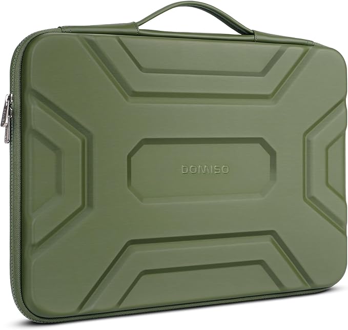 DOMISO 14 inch Laptop Sleeve with Handle Shockproof Computer Bag Waterproof EVA Protective Carrying Case for 14" HP Dell Asus Lenovo Laptop, Green