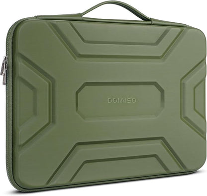 DOMISO 14 inch Laptop Sleeve with Handle Shockproof Computer Bag Waterproof EVA Protective Carrying Case for 14" HP Dell Asus Lenovo Laptop, Green