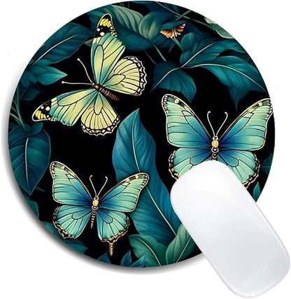 Butterfly Mouse Pad Round Non-Slip Rubber Mousepad Laptop Office Computer Decor Cute Desk Accessories Customized Design Mouse Pad