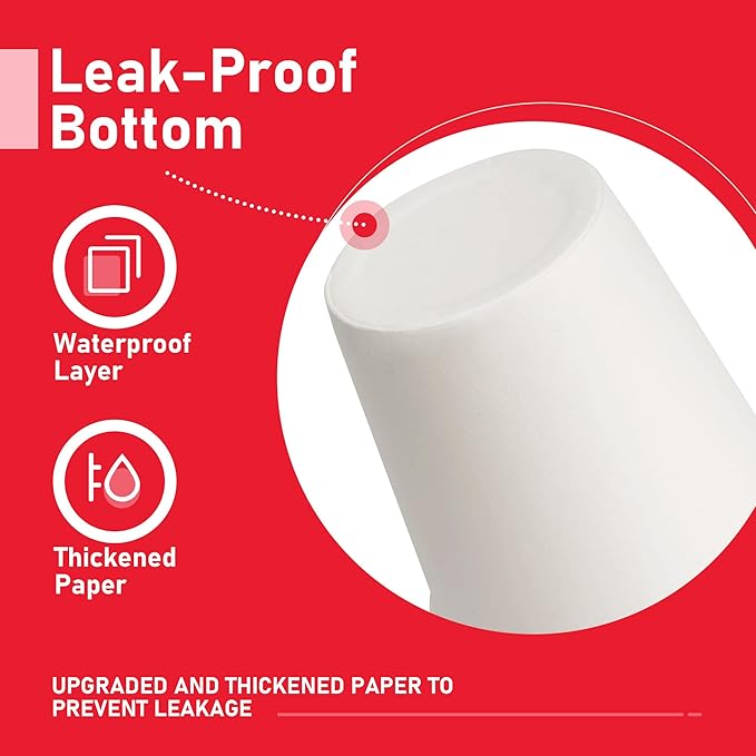 500 Pack 3 oz Disposable Paper Cups for Bathroom, Mouthwash Cups, White Small Drinking Cups, Leak-Free Small Coffee Cup for Daily Use, Travel, and Camping