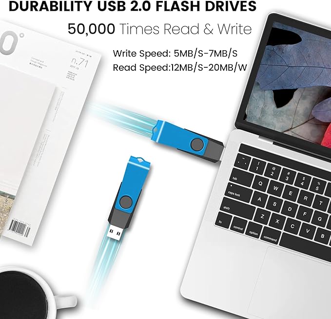 8GB USB Flash Drive 20 Pack AGECASH USB Thumb Drive Bulk USB 2.0 Flash Drives Unique Blue Swivel USB Jump Drive Multipack with Label Lanyard USB Memory Stick Zip Drive Pendrive 8GB for Data Storage