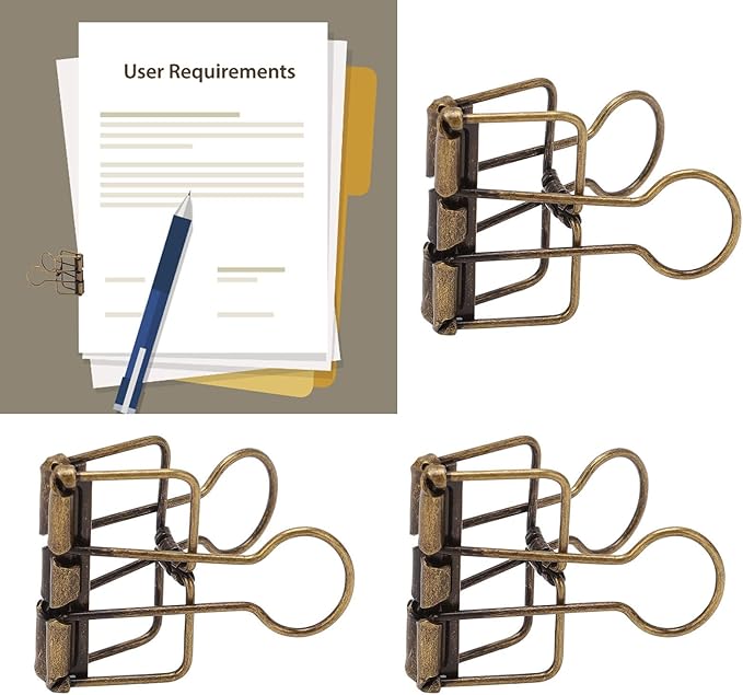 Clips 32mm Metal, 50 Pieces Strong Clamping Force, Hollow Design, Bronze - Assorted Sizes, Medium Shaped Paper Clips, Cute Office and School Supplies (Antique Bronze)