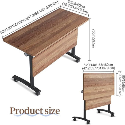 Conference Room Table, Folding Conference Table with Flip-Top Design, Mobile Seminars Dynamic Meetings Training Tables for Offices, Classrooms, and Meeting Room (4, XHT1619, 70.8)