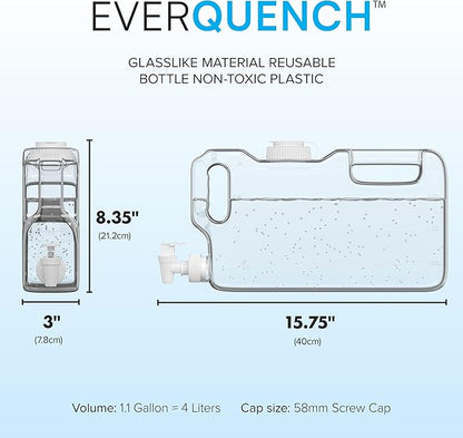 Refrigerator Drink Dispensers 1.1 Gallon Bottle with Spigot - BPA Free Plastic Water Jug Leak-Proof | Fridge Beverage Drink Dispenser for Parties, Convenient Handles