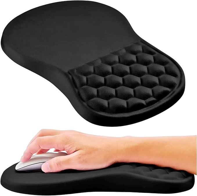 Ergonomic Mouse Pad with Wrist Support, Memory Foam Wrist Rest for Carpal Tunnel & Wrist Pain Relief, Non-Slip Rubber Base, Comfortable Gaming Mousepad for Computer, Laptop, Office & Home