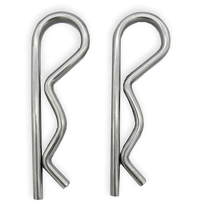 2 Pcs Heavy Duty Stainless Steel Cotter Pin R Clip Large Spring Retaining Wire Hair Pins Hitch Pin Clips Large Carter Pins for Trailer Pin Clips Lock System M5x100 keeper 4 inch Pin Keeper Pins