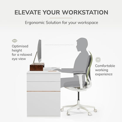 Anji Mountain Wooden Monitor Stand - Elegant Monitor Riser, Perfect Monitor Stand for Desk Organization, Durable Wood Construction monitor stands, Enhances Ergonomics and Workspace Efficiency,Walnut