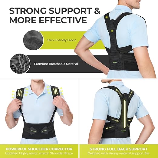 Posture Corrector for Women and Men, Adjustable Upper Back Brace for Posture Hunchback Support and Providing Pain Relief from Neck, Shoulder, and Upper Back (1, Small/M)