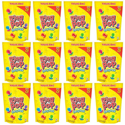 Ring Pop Individually Wrapped Bulk Lollipop- Variety Party Pack, 20 Lollipops per Bag (Case of 12 Bags)