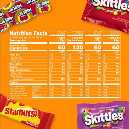 SKITTLES Original, SKITTLES Wild Berry STARBURST & LIFE SAVERS Hard Candy Fun Size Fruity Candy Assortment, 135 Ct Bulk Bag Christmas Candy