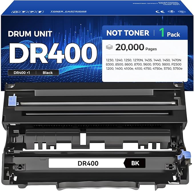 DR400 Drum Unit (Not Toner) Replacement for Brother DR400 DR-400 Imaging Drum Compatible with Brother Intellifax-4100e 4750e 5750e HL-1240 DCP-1200 1400 8350 MFC-8300 MFC-8500 MFC-9600 P2500 Printer