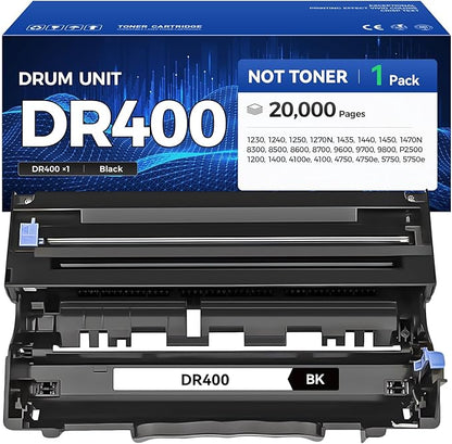 DR400 Drum Unit (Not Toner) Replacement for Brother DR400 DR-400 Imaging Drum Compatible with Brother Intellifax-4100e 4750e 5750e HL-1240 DCP-1200 1400 8350 MFC-8300 MFC-8500 MFC-9600 P2500 Printer