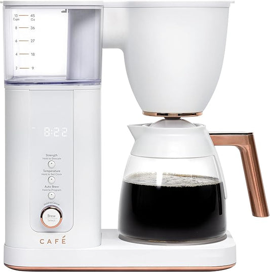 Café Specialty Drip Coffee Maker | 10-Cup Glass Carafe | WiFi Enabled Voice-to-Brew Technology | Smart Home Kitchen Essentials | SCA Certified, Barista-Quality Brew | Matte White (Renewed)