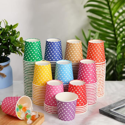 Thenshop 1000 Pack 5oz Paper Cups, Multicolor Small Disposable Cups, Dot Beverage Drinking Mini Mouthwash for Parties, Picnic, Travel, Barbecues and Event, 10 Colors