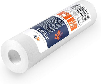 Aquaboon 1 Micron Whole House Sediment Filter 10 x 2.5 for RO & Well Water Filters Replacement Cartridges Compatible with AP110, WHKF-GD05, 25 Pack