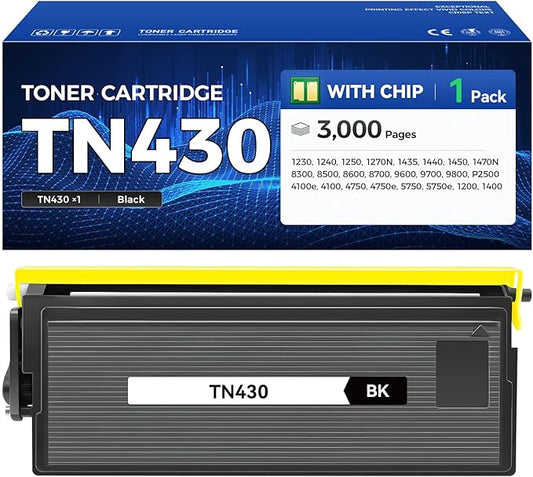 TN430 Toner Cartridge Black 1-Pack Replacement for Brother TN-430 TN460 TN-460 Compatible with Brother Intellifax-4100e 4750e 5750e HL-1240 DCP-1200 1400 8350 MFC-8300 MFC-8500 MFC-9600 P2500 Printer