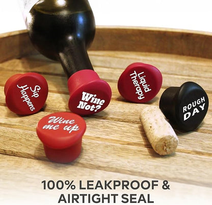 Funny Silicone Wine Stopper Set of 8 – Must-Have Wine Accessories & Perfect Wine Gifts for Women & Men – Airtight & Reusable