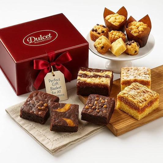 Dulcet Gift Basket for All Types of Special Occassions - Thanksgiving, Christmas, Holiday, Birthday, Sympathy, and More - Personal Note Option Available - Individually Wrapped Gourmet Baked Goods