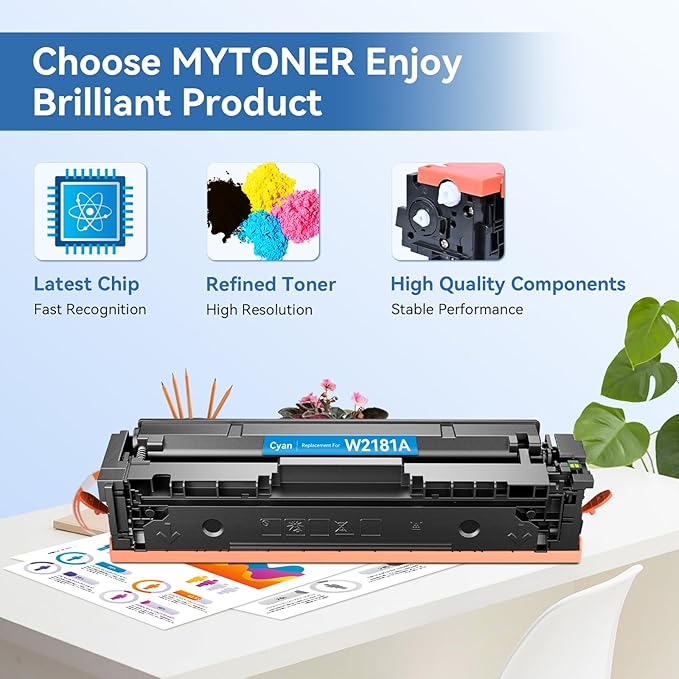 MYTONER 218A Toner Cartridges 4 Pack 3301fdw [with Chip] Compatible Replacement HP 218A W2180A 218 218X W2180X for Color LaserJet MFP 3301fdw 3301cdw Pro 3201dw 3301sdw Printer High Yield, B/C/M/Y