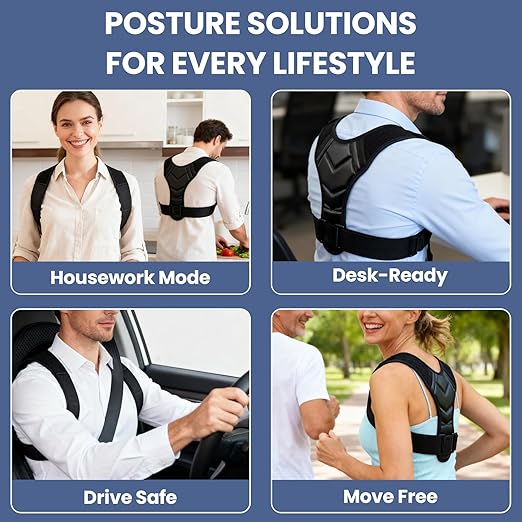 Posture Corrector Back Brace for Men and Women – Adjustable Back Brace for Upper Back and Shoulder Support – Back Straightener for Neck, Clavicle & Spine Alignment – Pain Relief, Breathable & Comfortable
