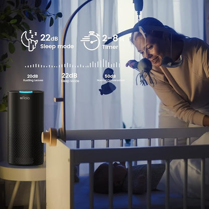 Afloia Air Purifiers for Home Large Room Up to 1076 Ft², 3-Stage Filter Air Purifiers for Bedroom 22 dB, Air Purifiers for Pets Dust Dander Mold Pollen Odor Smoke, Kilo Black, 7 Colors Light