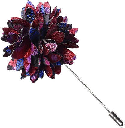 GUSLESON 3.15"（8cm） Mens Floral Tie and Lapel Pin Necktie Hankerchief Cufflinks Set for Men