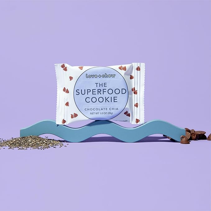 Love + Chew Superfood Soft Baked MINI Cookies, Chocolate Chia Flavor, Plant Based Cookie Made With Chia Seeds & Dark Chocolate for Kids and Adults, Vegan Snacks, Gluten Free, Paleo, Non GMO, 80 Pack
