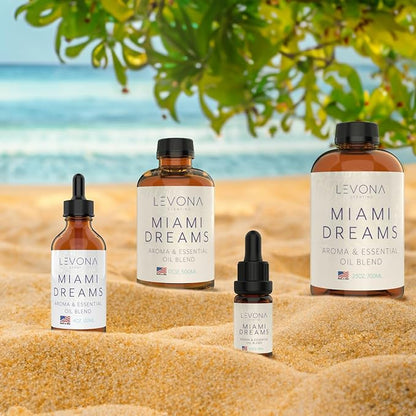 Levona Scent Essential Oils for Diffusers for Home: Miami Dreams Hotel & Home Luxury Scents Fragrance Oil - Aroma Oil with Notes of Bergamot Oil & Pine Essential Oil -120 Ml Scented Oils for Diffuser