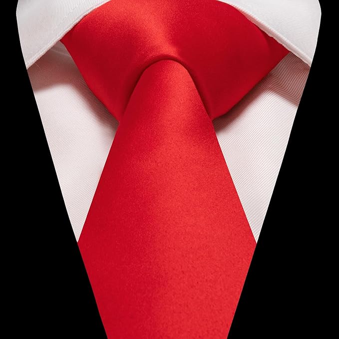 RBOCOTT Solid Color Tie and Pocket Square Hankerchief with Lapel Pin Set for Men